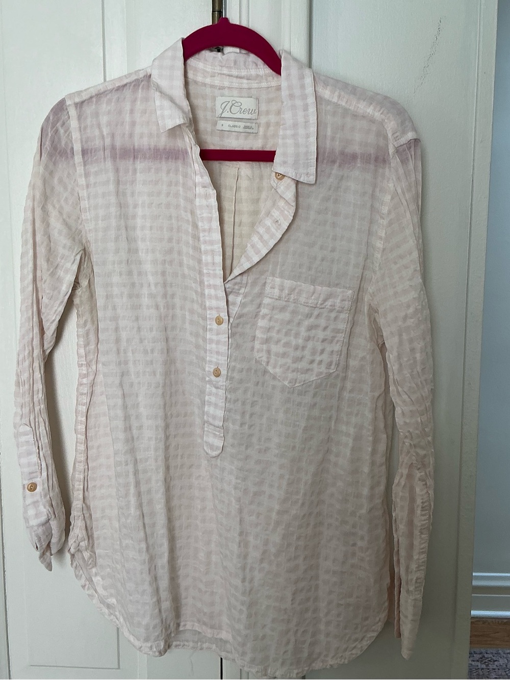 J. Crew Pink Textured Cotton Shirt
